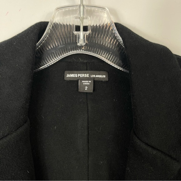 James Perse Los Angeles Cropped Fleece Sweatshirt Coat Jacket Blazer Black 2 M - Picture 2 of 16